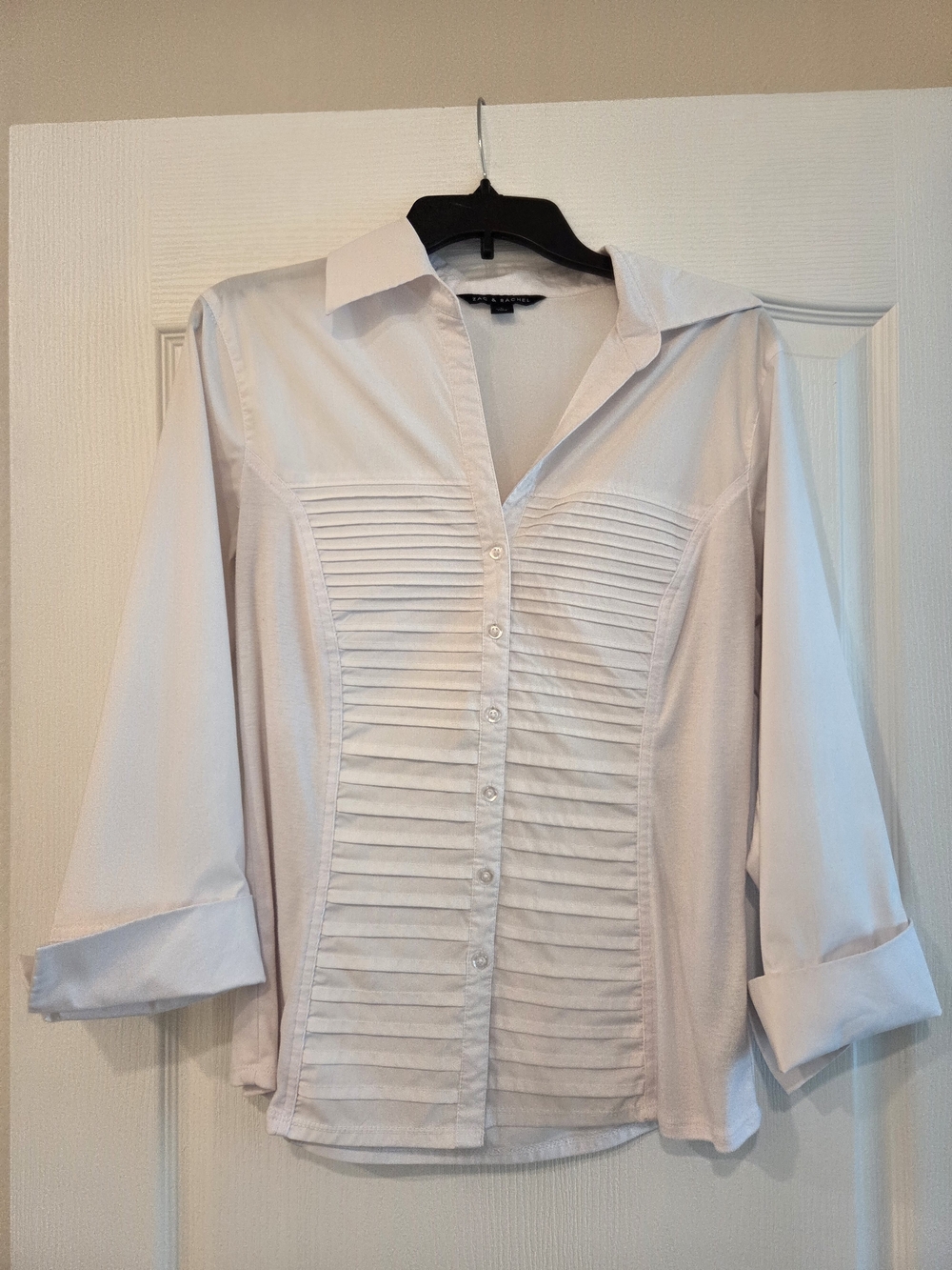 Zac & Rachel White Pleated Front Button-Down Shirt